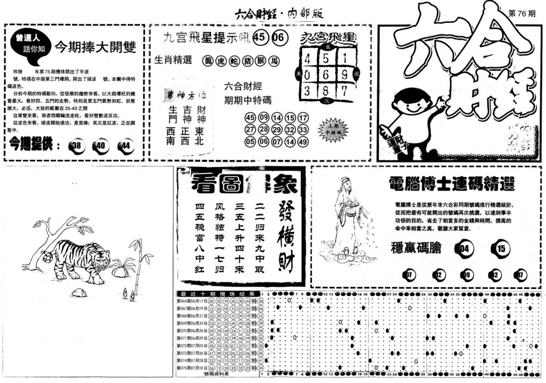 六合彩076期另版中财经A(黑白)