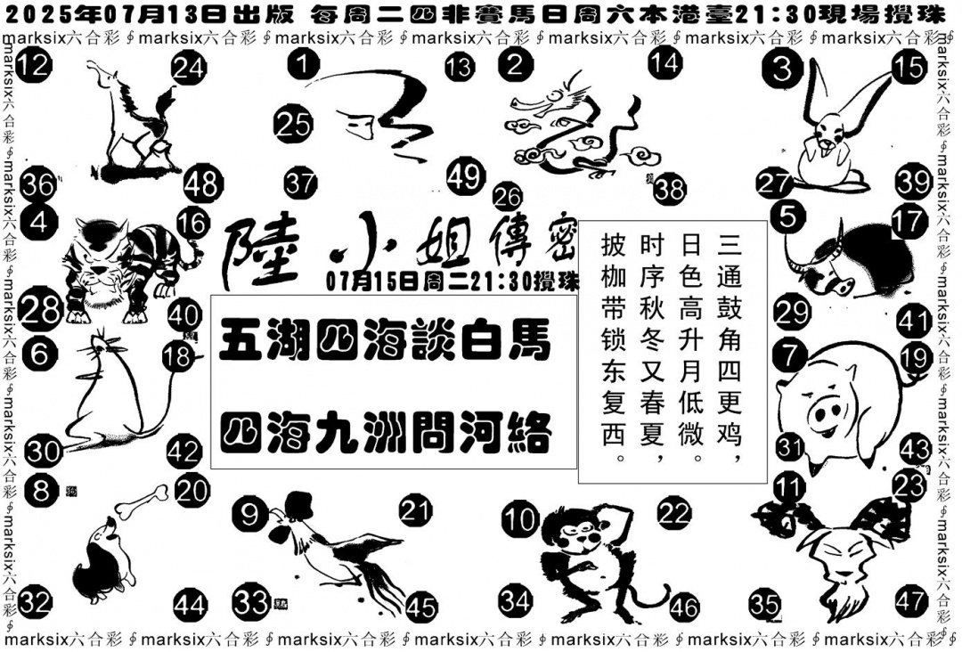 六合彩077期陆小姐传密B(黑白)