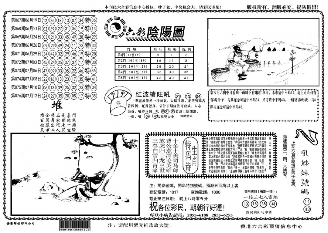 六合彩077期另六合阴阳(黑白)