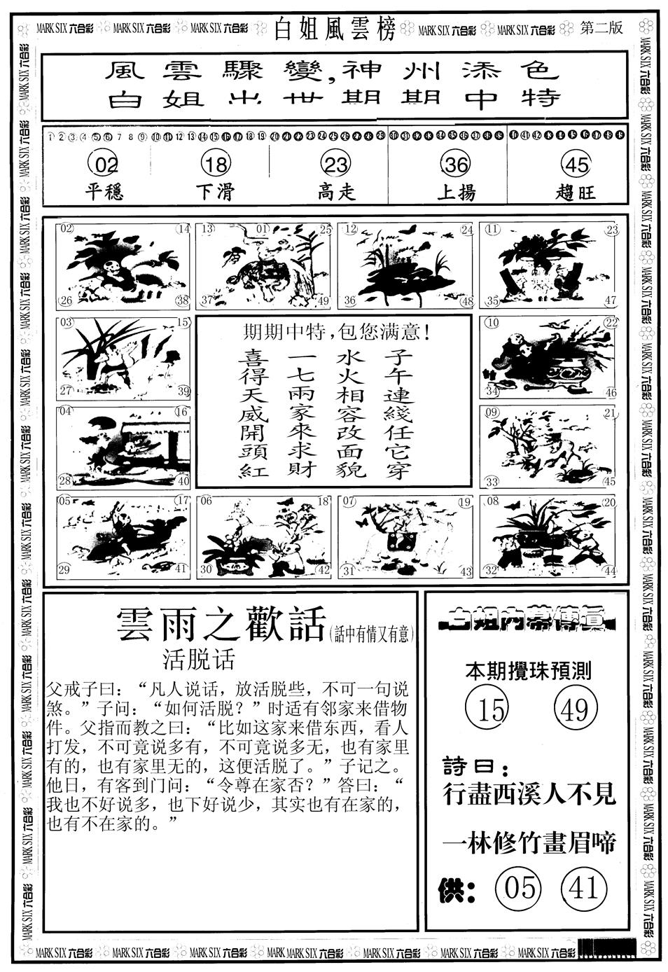 六合彩077期另版白姐风云榜B(黑白)