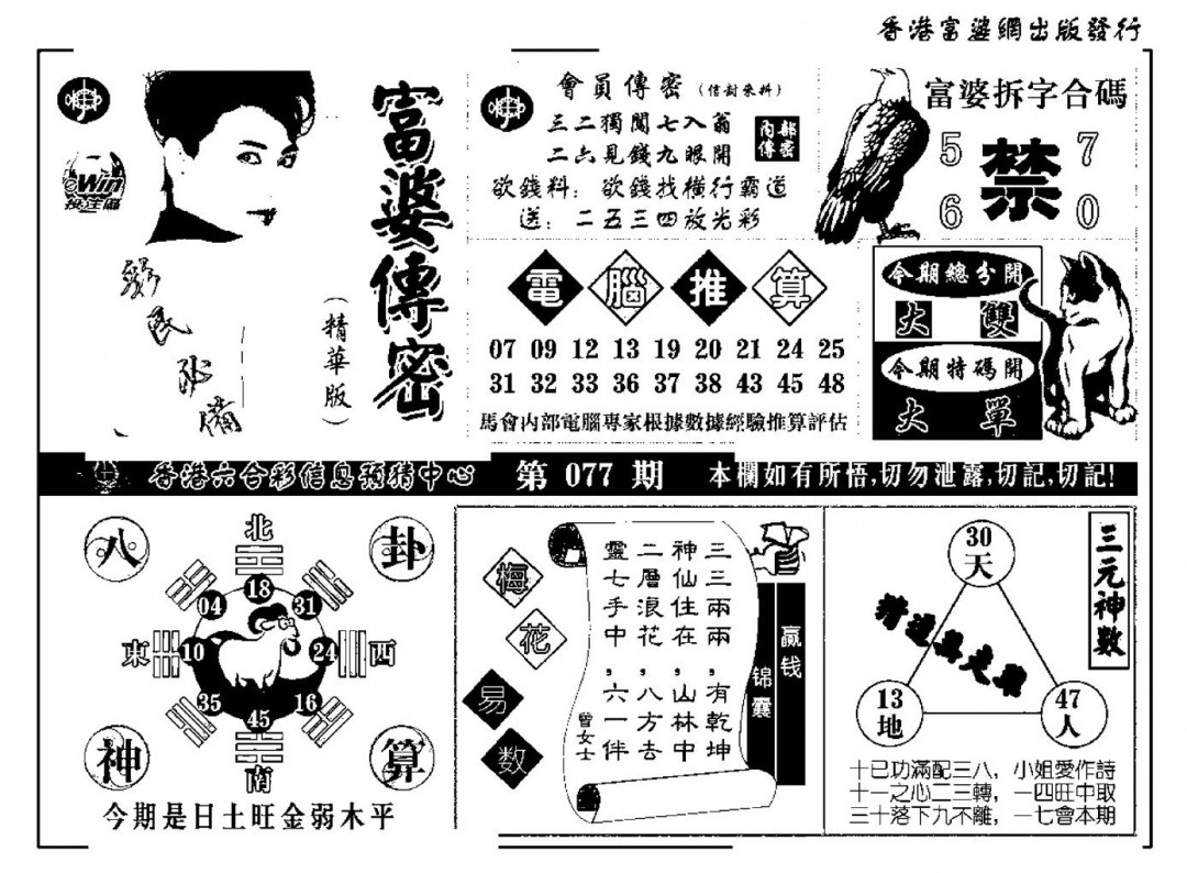 六合彩077期富婆传密(新料)(黑白)