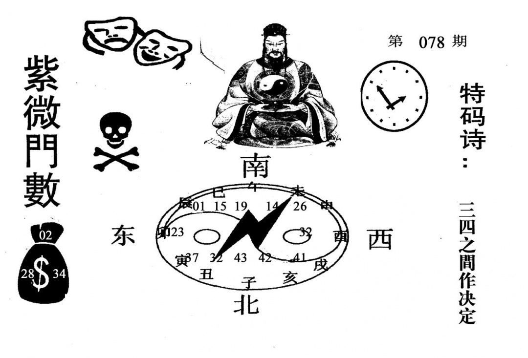六合彩078期老版紫微倒数(黑白)