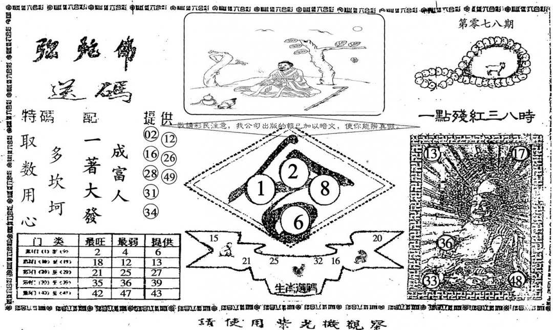 六合彩078期老弥陀佛(黑白)