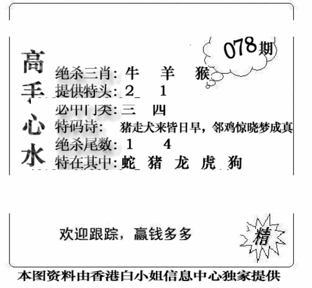 六合彩078期老曾道人攻略(黑白)