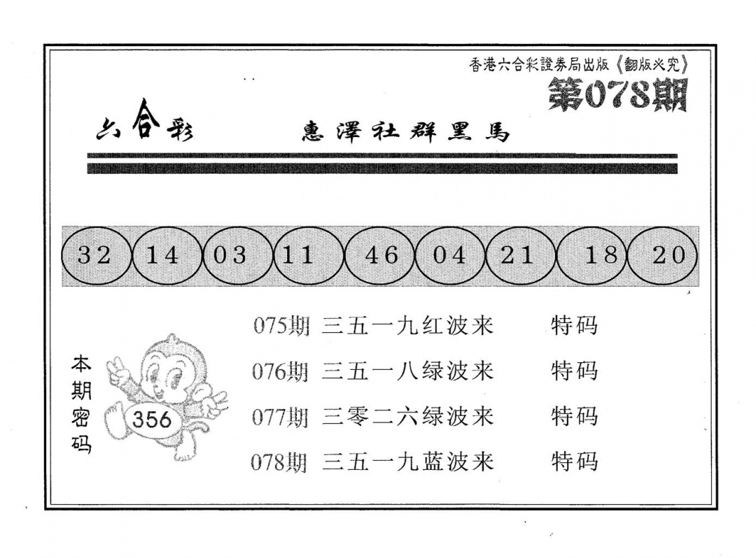 六合彩078期黑马(黑白)