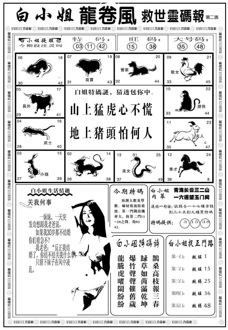 六合彩078期另版白姐龙卷风B(黑白)