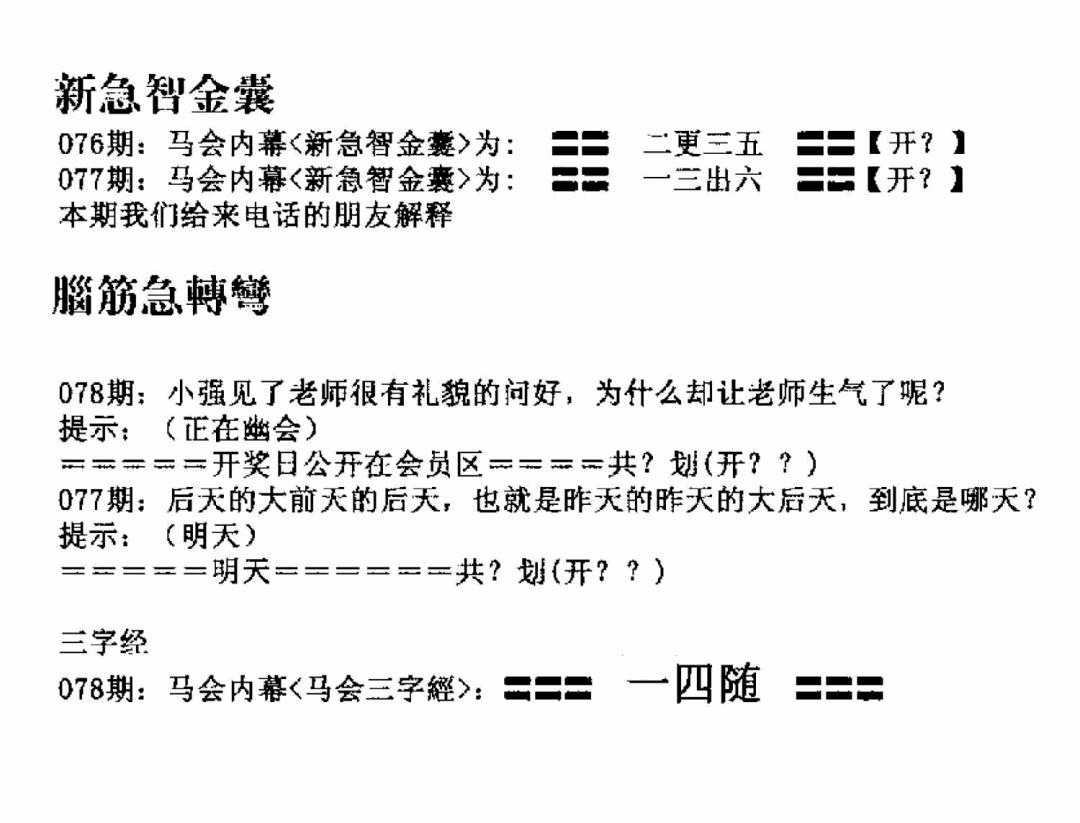 六合彩078期新急智金囊(黑白)
