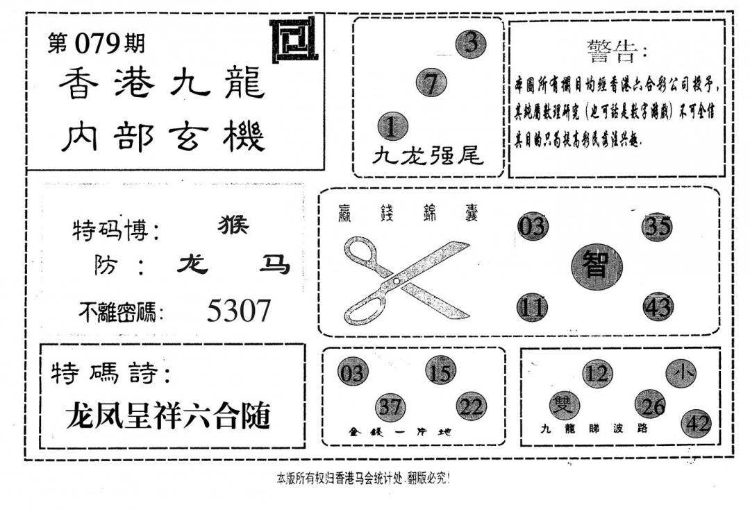 六合彩079期九龙内部(黑白)