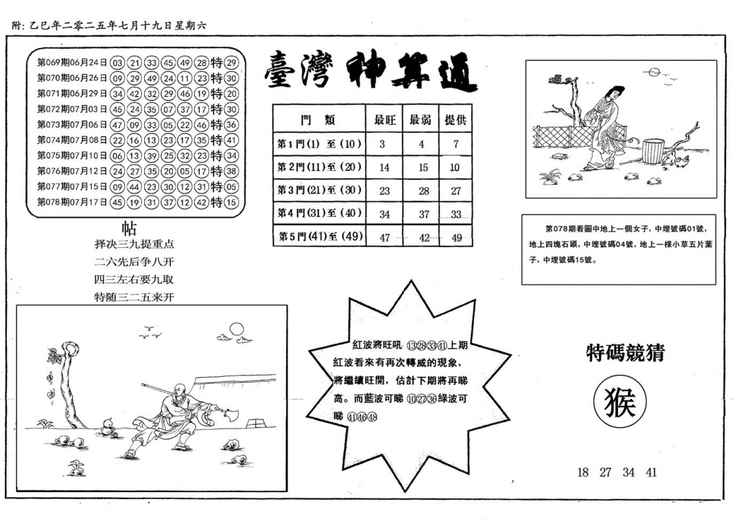 六合彩079期新潮汕台湾神算(黑白)