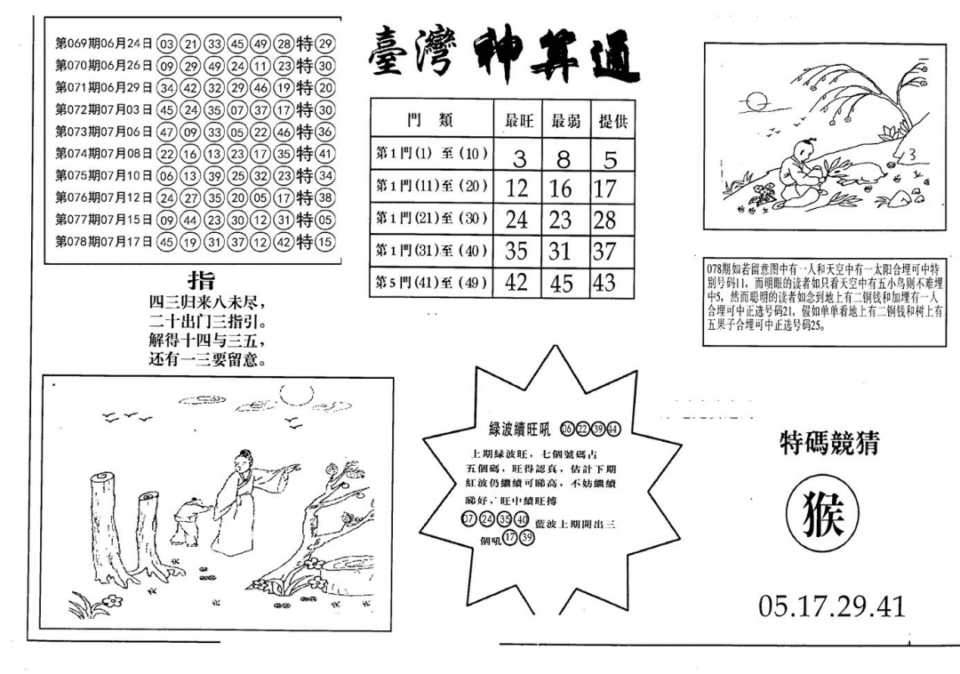六合彩079期老潮汕台湾神算(黑白)