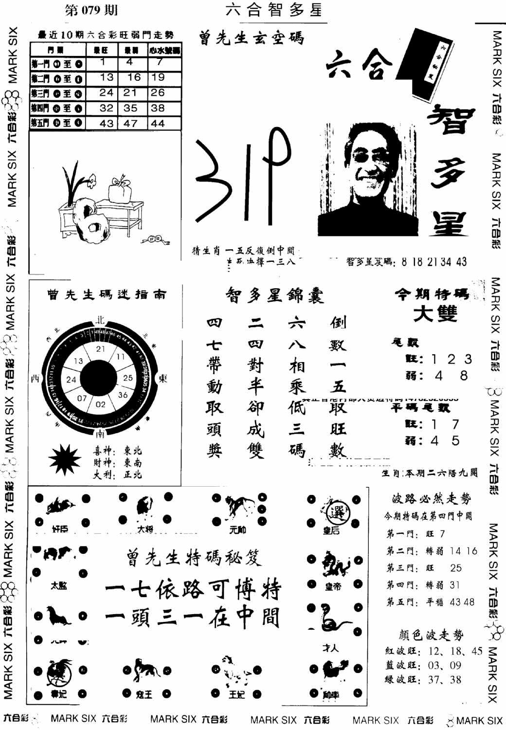 六合彩079期另六合智多星(早图)(黑白)