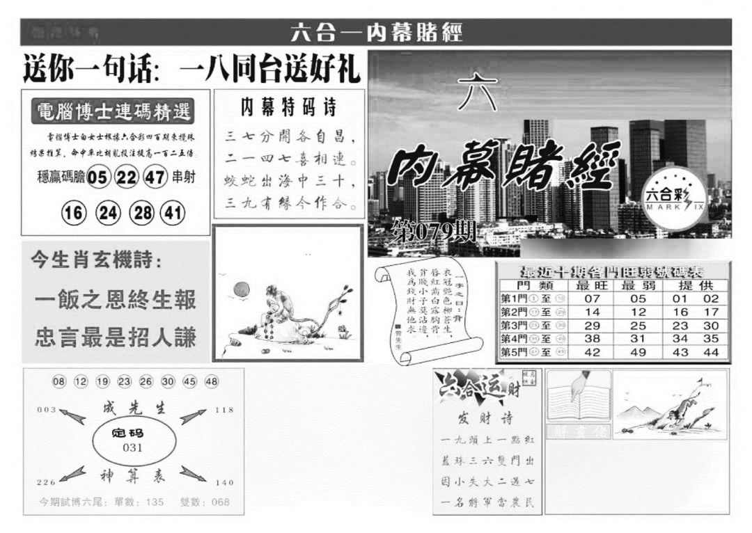 六合彩079期内幕赌经(特准)(黑白)