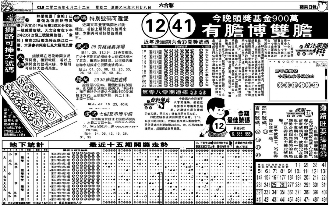 六合彩080期老版苹果日报(黑白)