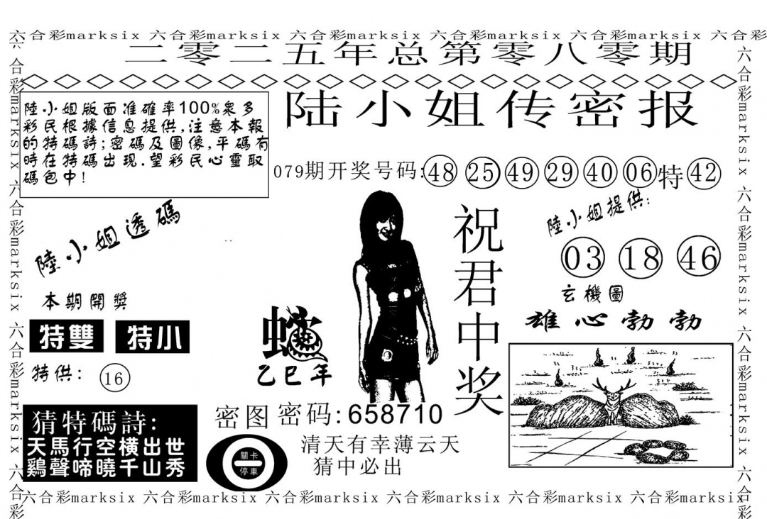 六合彩080期陆小姐传密A(黑白)