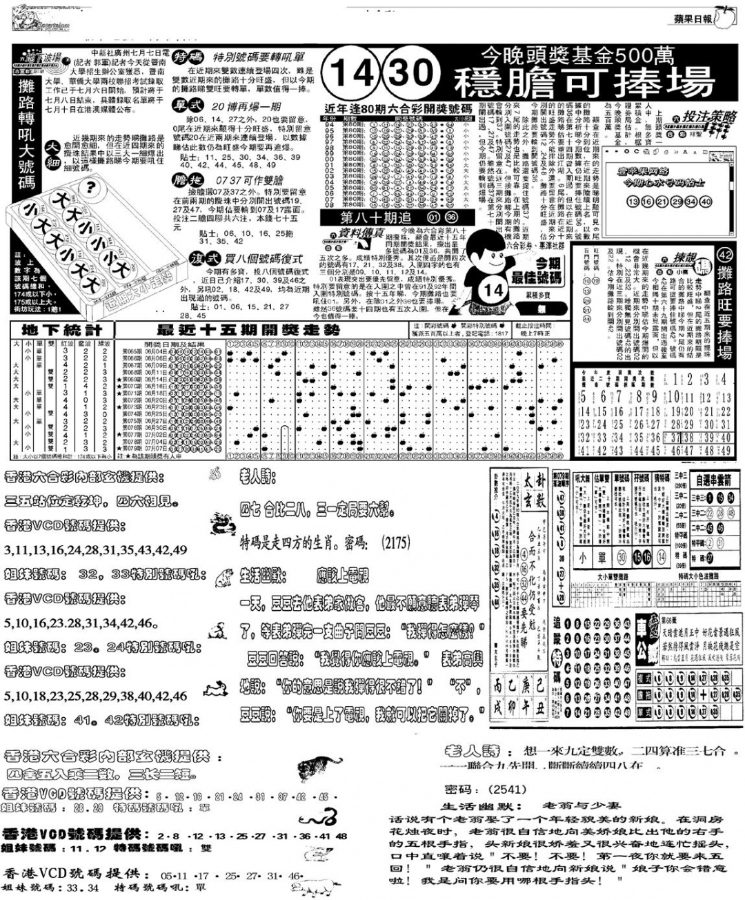 六合彩080期当日报-5(黑白)