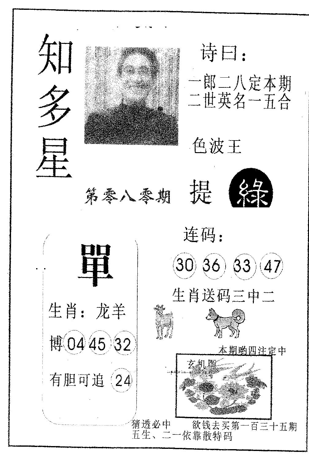 六合彩080期知多星(黑白)