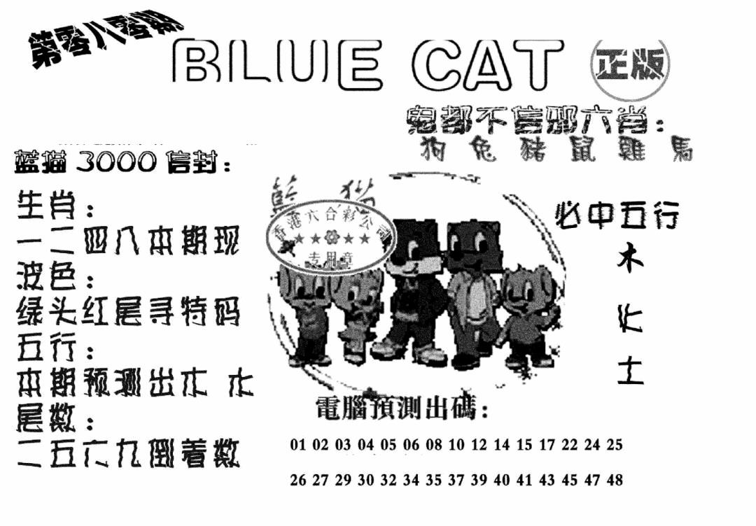 六合彩080期蓝猫Blue Cat(黑白)