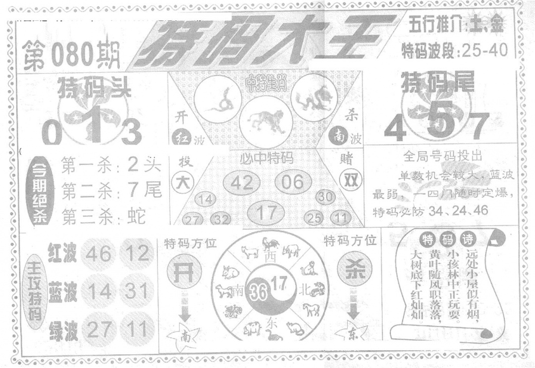 六合彩080期特码大王(新图)(黑白)