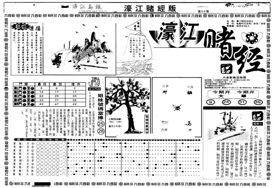 六合彩080期另版老濠江赌经A(黑白)