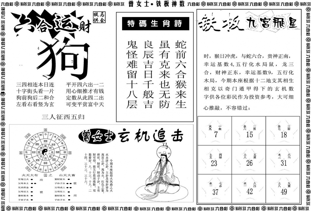 六合彩080期另版曾女士铁板B(黑白)