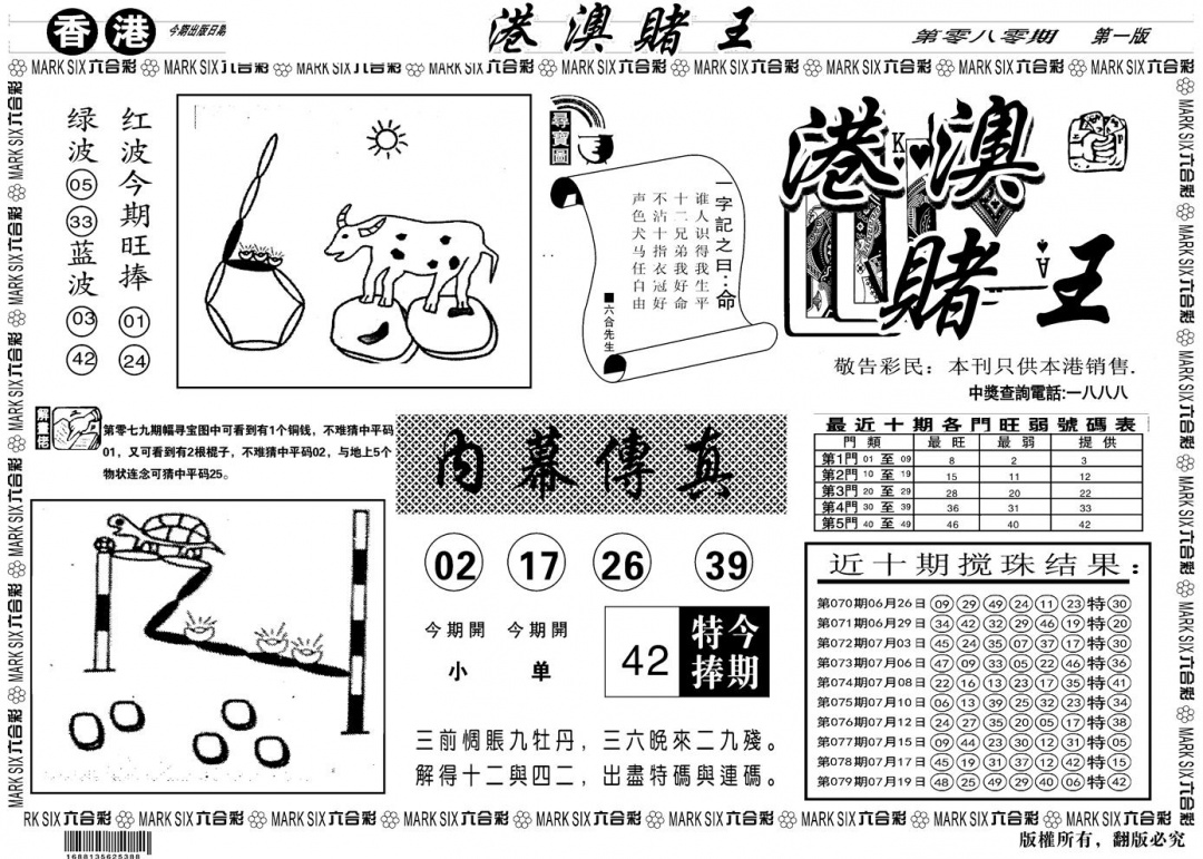 六合彩080期另版港澳赌王A(黑白)