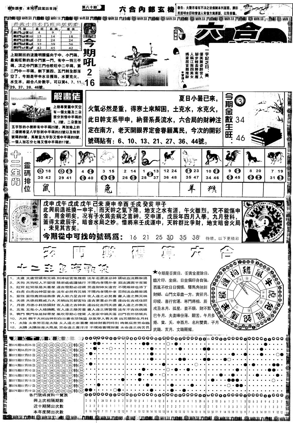 六合彩080期另内部玄机A(黑白)