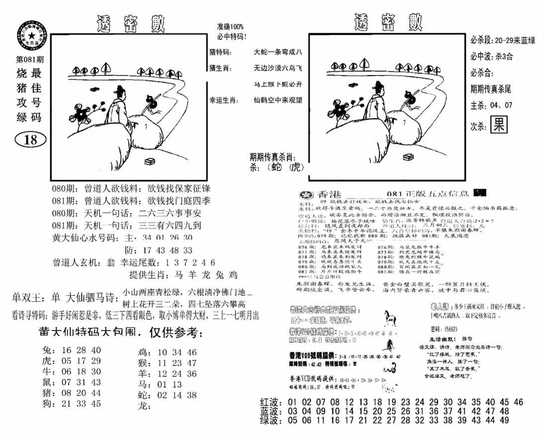 六合彩081期诸葛透密数(新图)(黑白)
