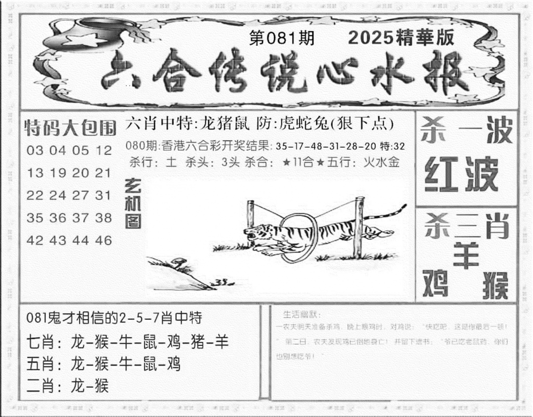 六合彩081期六合传说(心水版)(黑白)