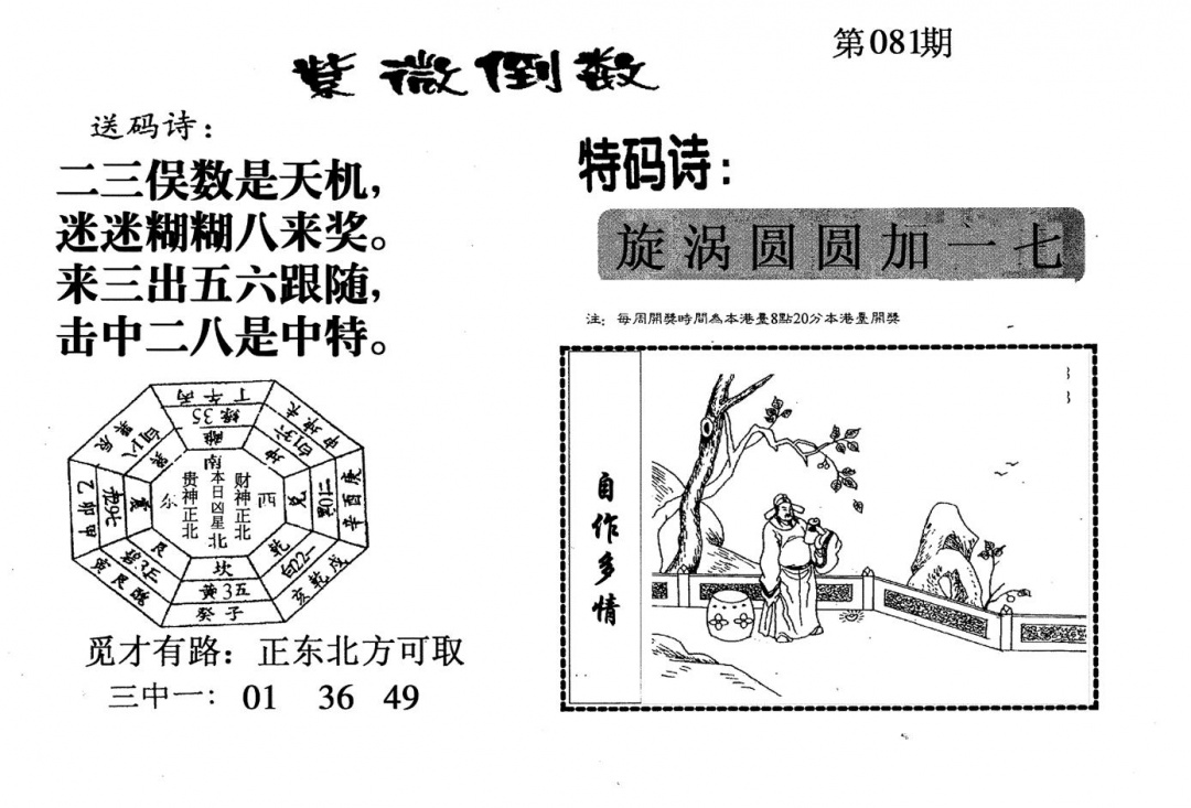 六合彩081期老版紫微门数(黑白)