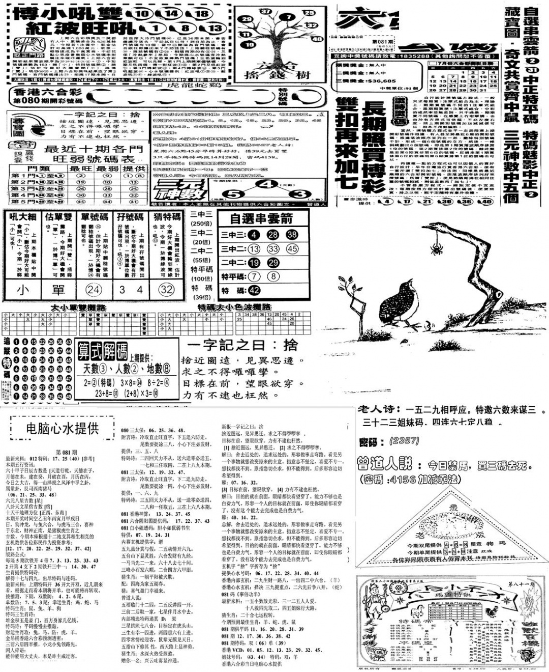 六合彩081期当日报-10(黑白)