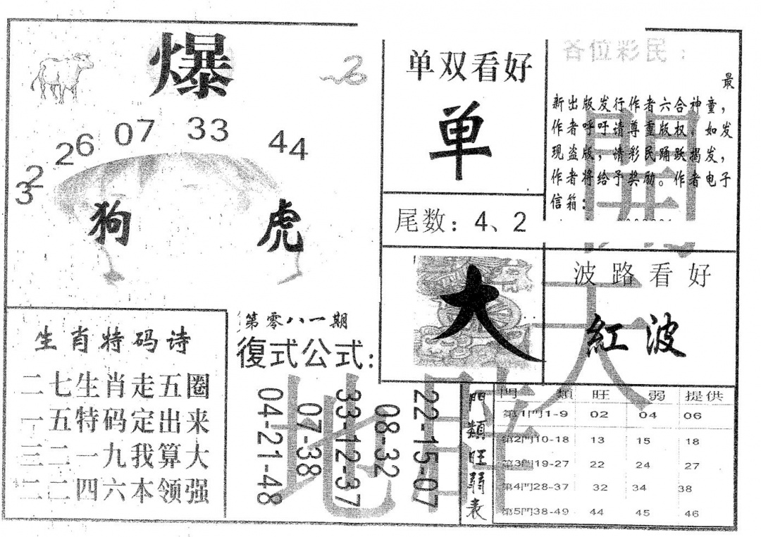 六合彩081期开天辟地(黑白)