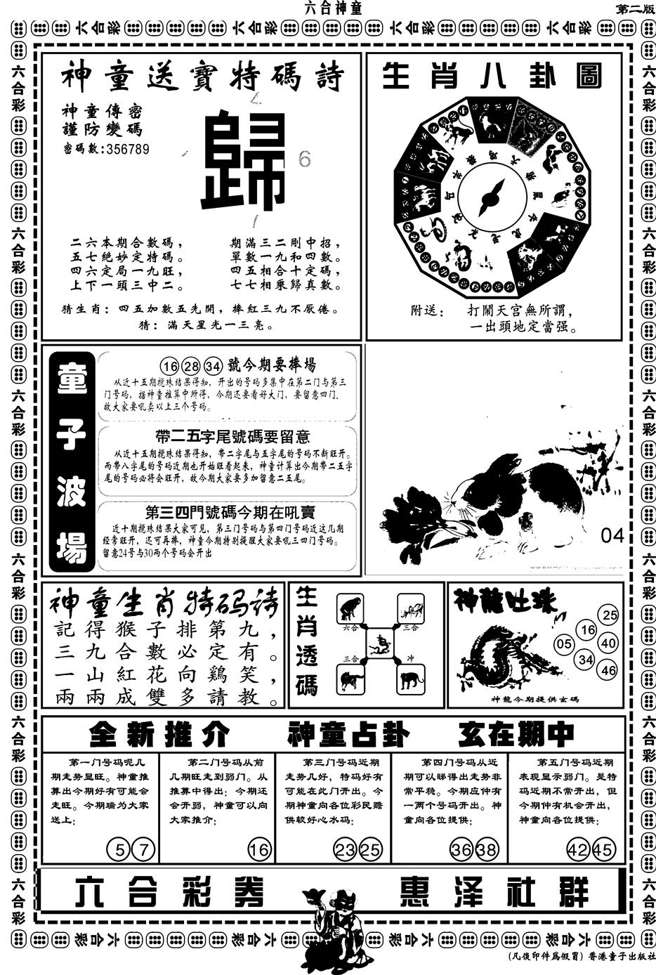 六合彩081期另版六合神童B(黑白)