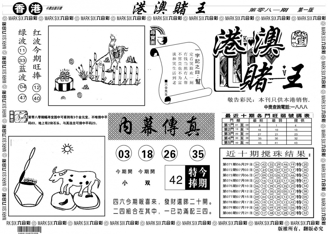 六合彩081期另版港澳赌王A(黑白)