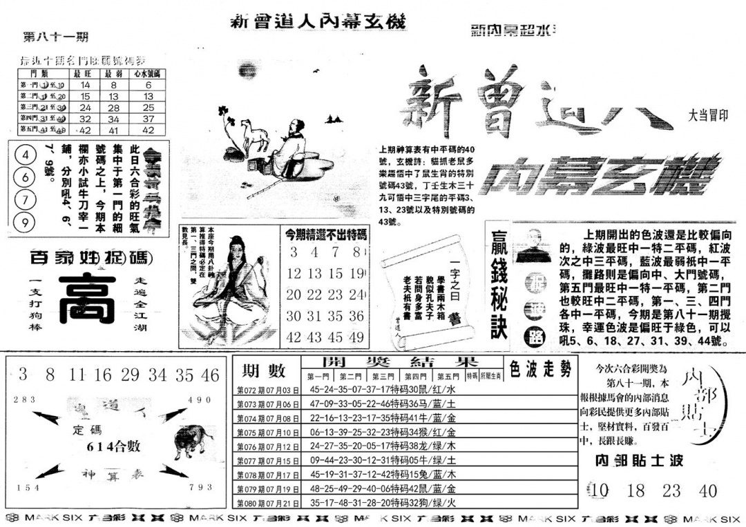 六合彩081期另新内幕A(黑白)