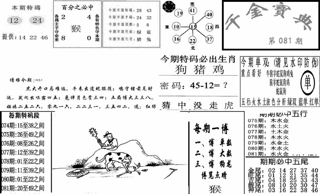 六合彩081期千金宝典(新图)(黑白)