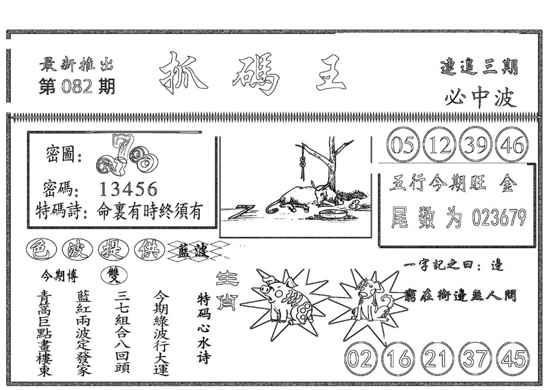 六合彩082期抓码王(黑白)