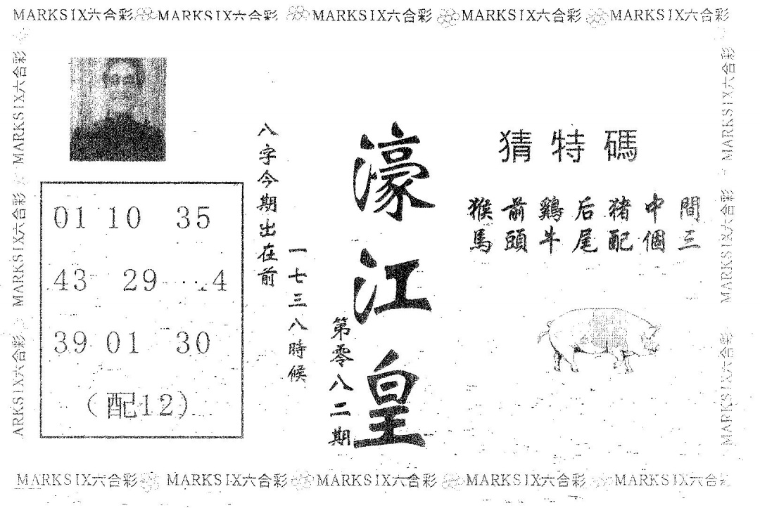 六合彩082期濠江皇(黑白)