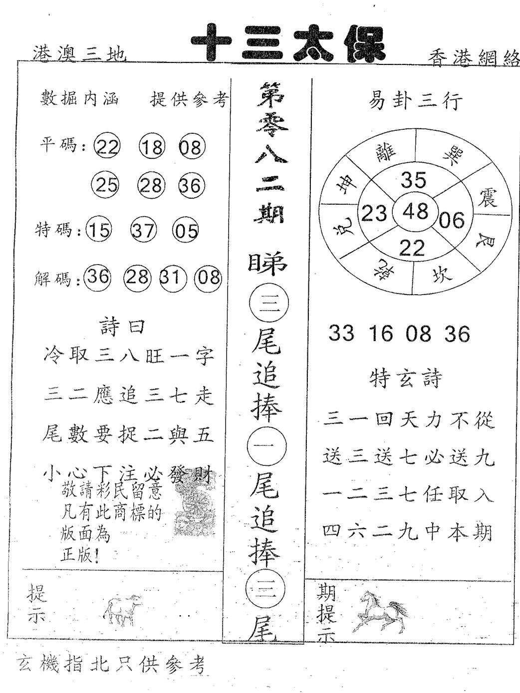 六合彩082期十三太保(黑白)