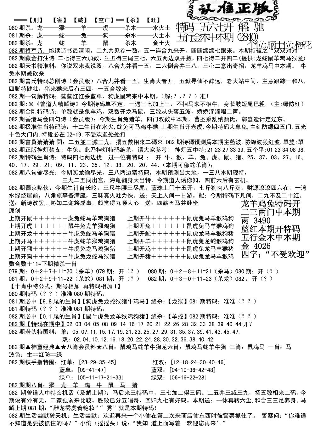 六合彩082期长沙精选料B(新)(黑白)