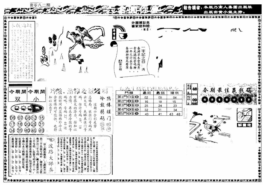 六合彩082期新版六合圆你梦A(黑白)