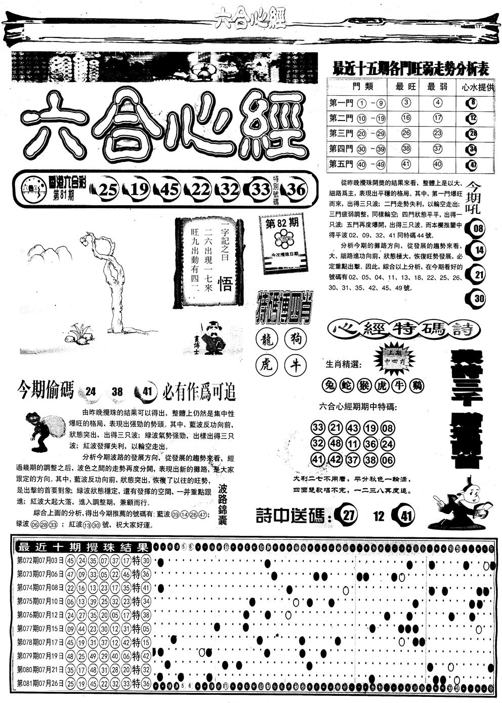 六合彩082期另版六合心经A(黑白)