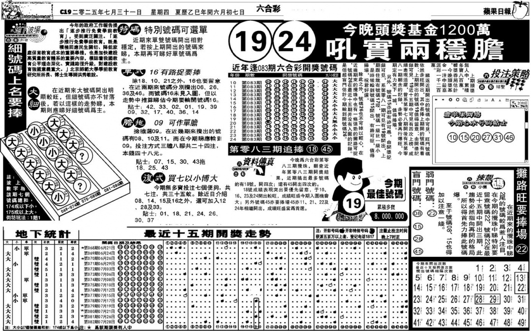 六合彩083期私作苹果报B(自决)(黑白)