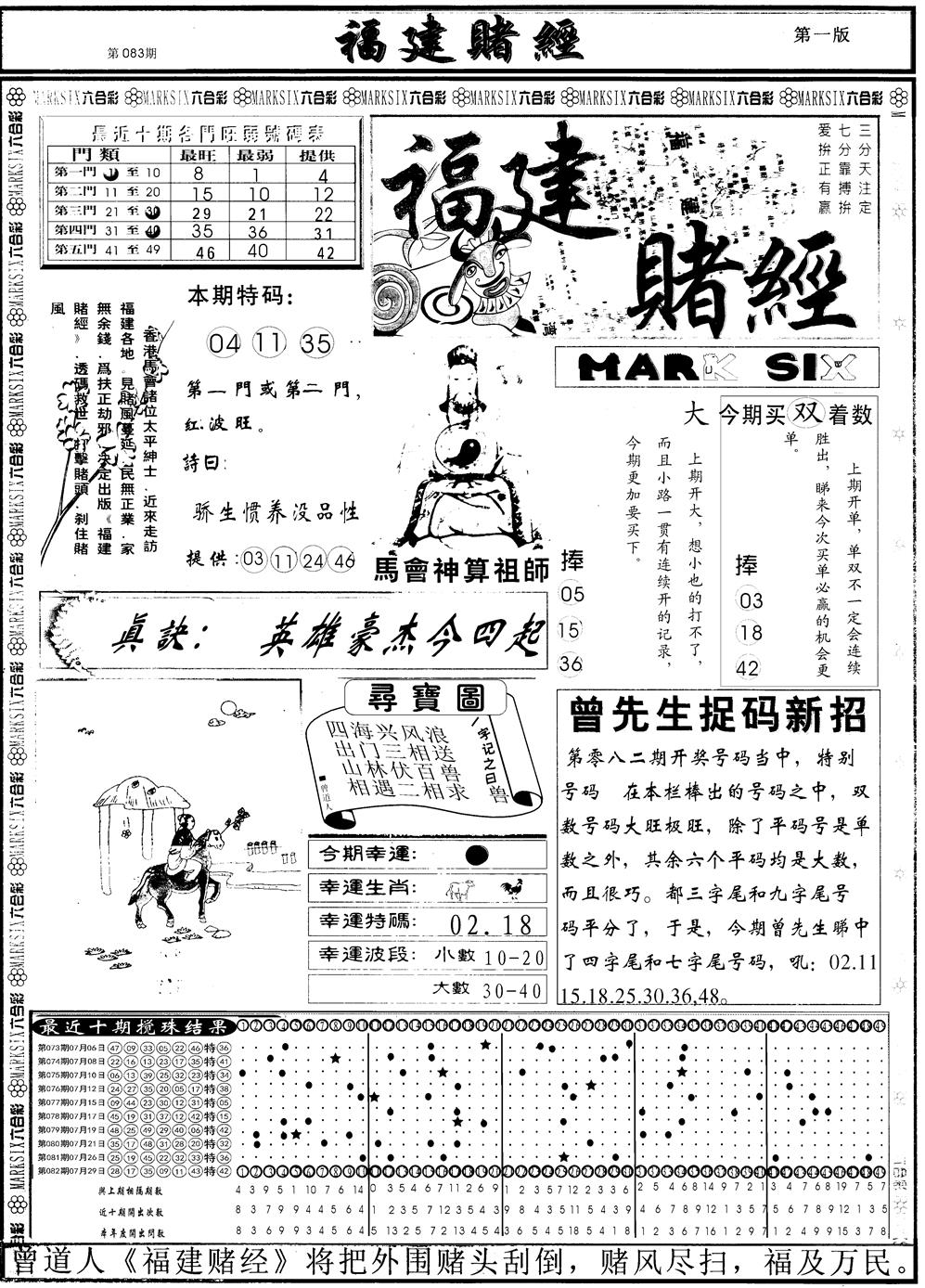 六合彩083期另福建赌经A(黑白)