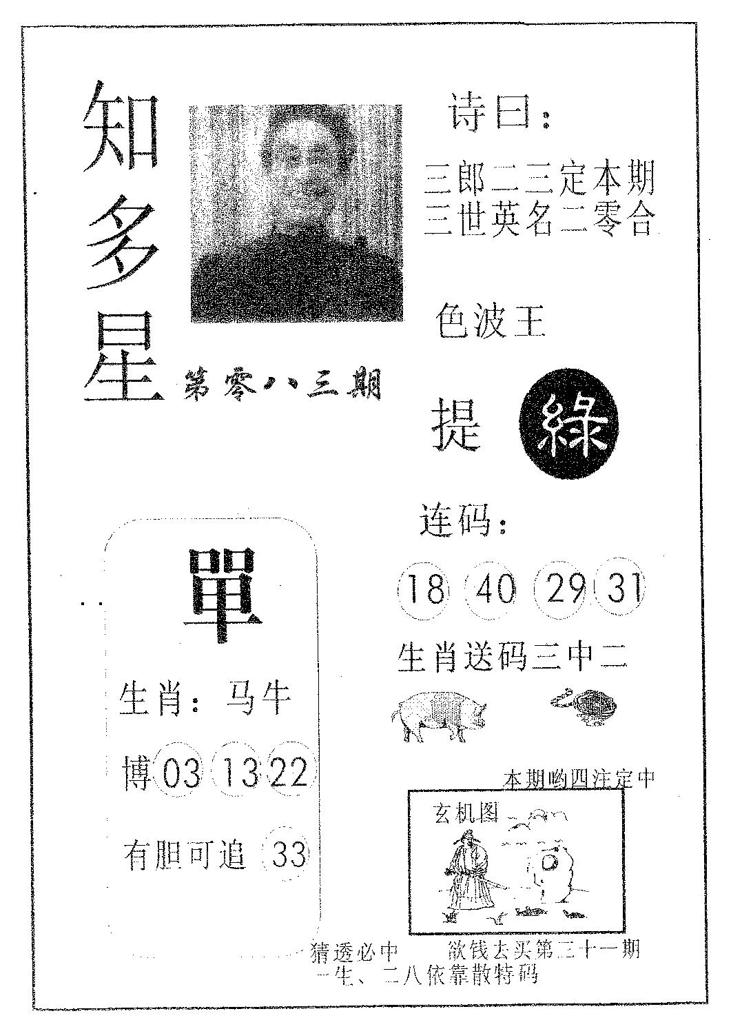 六合彩083期知多星(黑白)