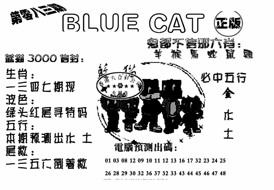 六合彩083期蓝猫Blue Cat(黑白)