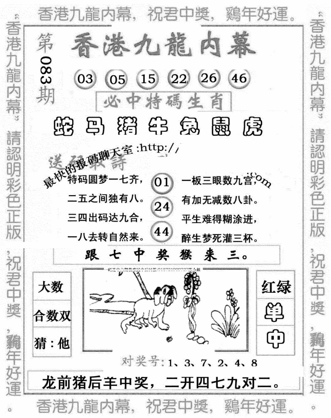 六合彩083期九龙内幕七肖图(新图)(黑白)