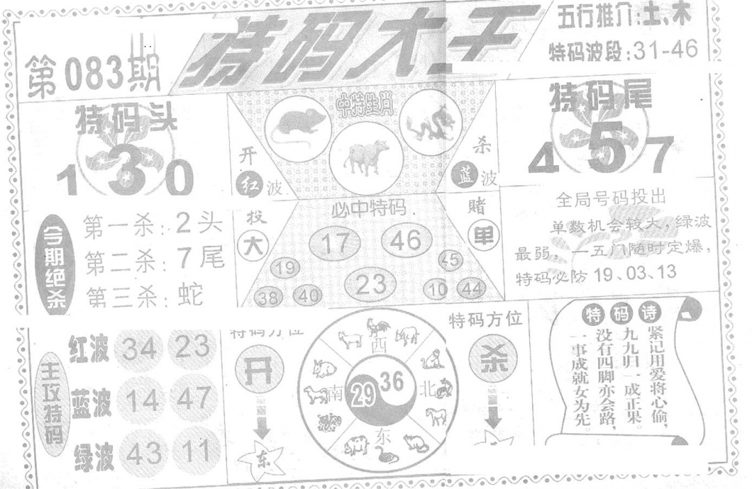 六合彩083期特码大王(新图)(黑白)