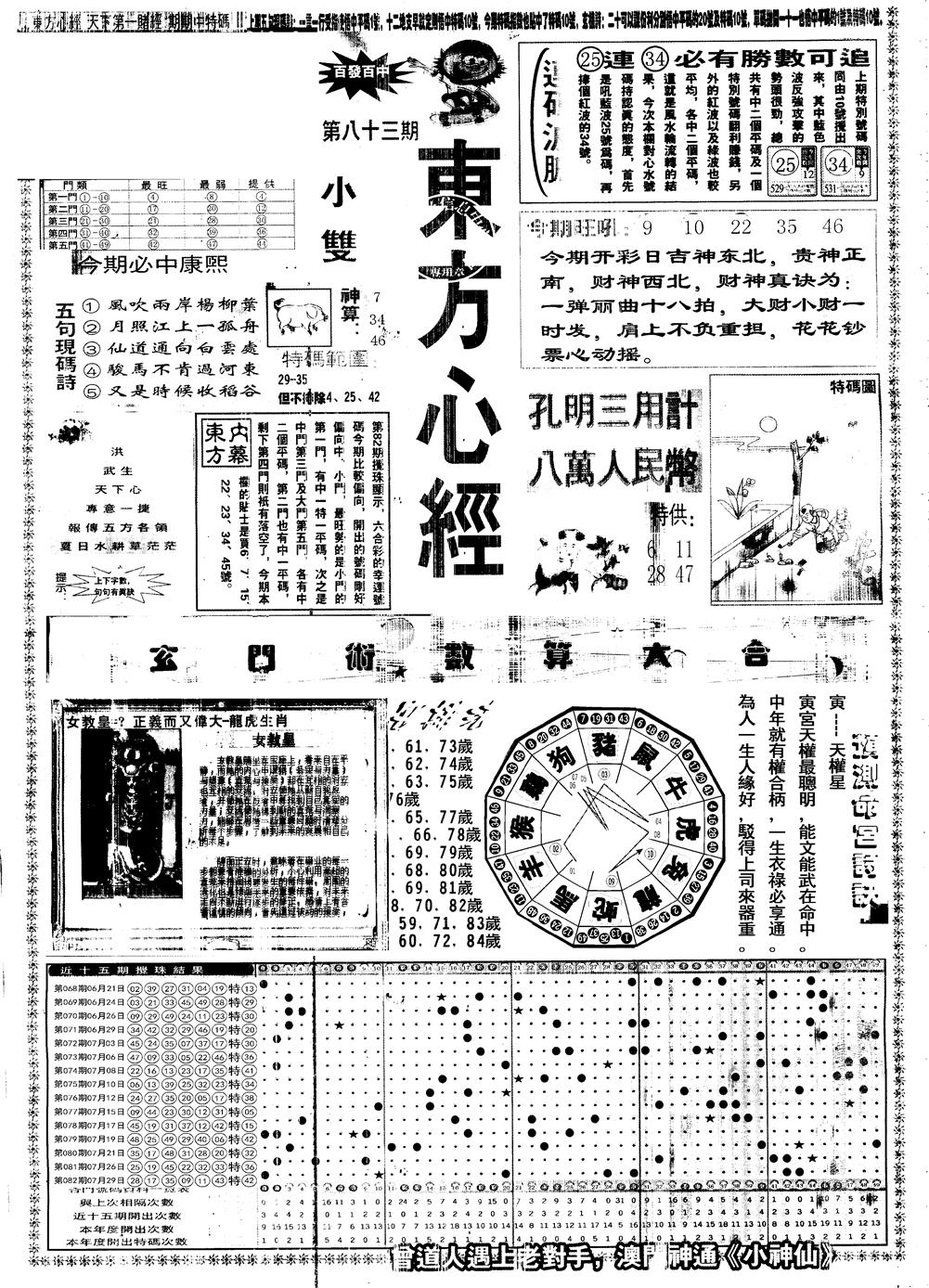 六合彩083期另版东方心经A(黑白)