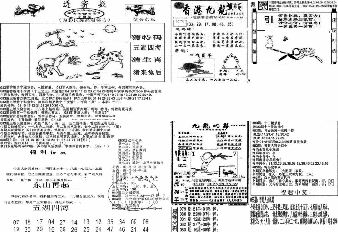 六合彩083期新透密数A(新)(黑白)