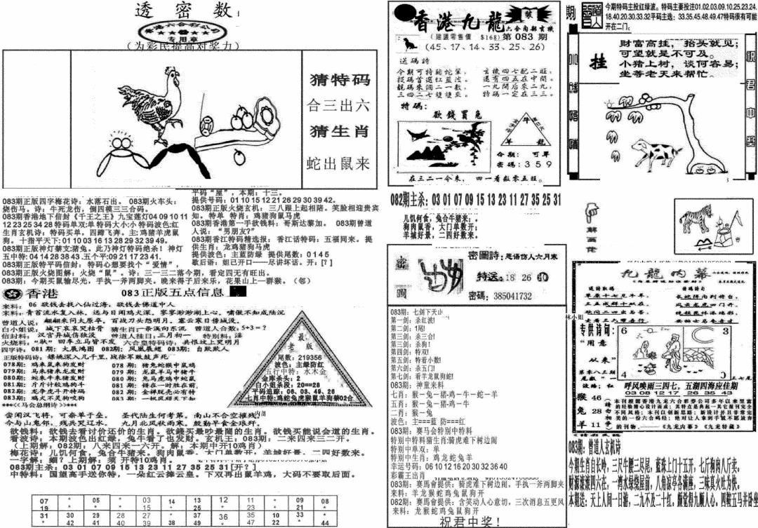 六合彩083期新透密数B(新)(黑白)